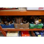 Three boxes of mixed collectables including Poole pottery, treen and ceramics