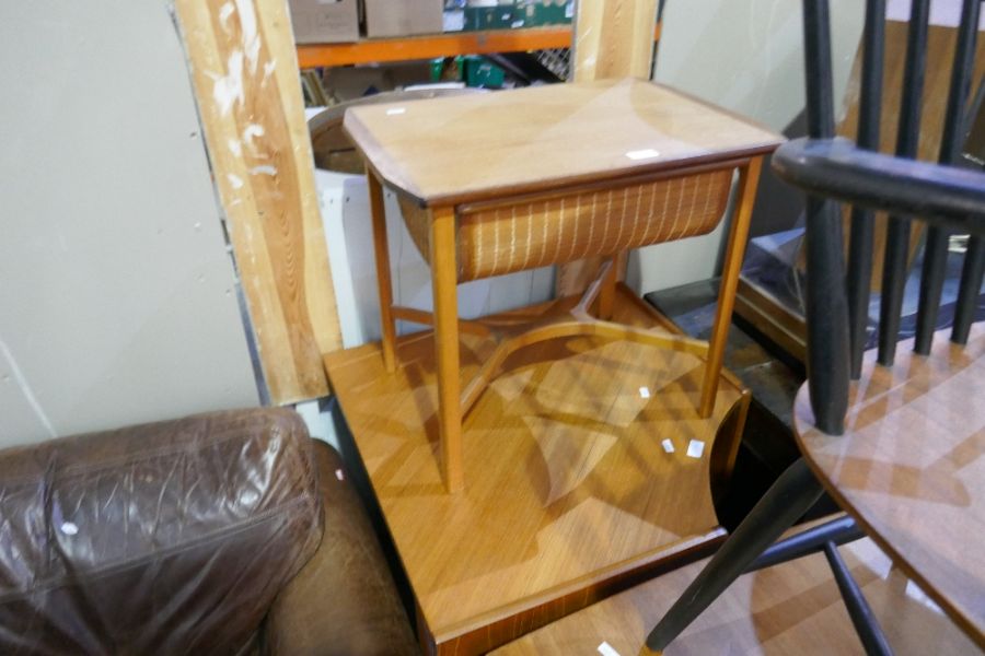 A Parker Knoll teak corner unit, a nest of teak coffee tables, a table and chairs and one other item - Image 5 of 6