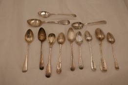 A quantity of Georgian silver teaspoons to include one with beaded border, hallmarked 1792 Thomas Wa