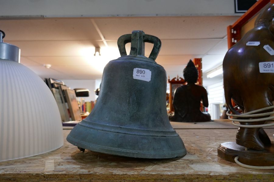 A late 19th century Crown top bronze bell, possibly by J. Warner, height 30cms - Image 16 of 16