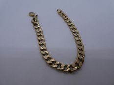 9ct yellow gold curb link bracelet, marked 375, 8.6g approx, 20cm. Gold content value estimate given