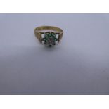 9ct yellow gold emerald and diamond floral design cluster ring, marked 375, 1.7g approx, size L/M. G