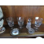 3 Old glasses, 2 pairs of vases and sundry