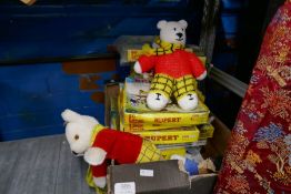 A selection of vintage Rupert Bear puzzles, some hand cut, plus toys