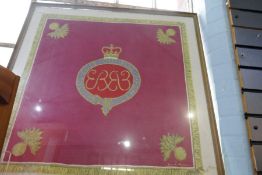 Military regimental crest on fabric frame