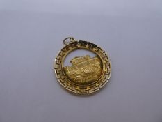 14ct yellow gold circular Greek medallion, 3cm diameter, marked 585, 5.7g approx. Gold content value