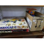 Meccano, motorised set 3 and set 5 and a quantity of Meccano in box