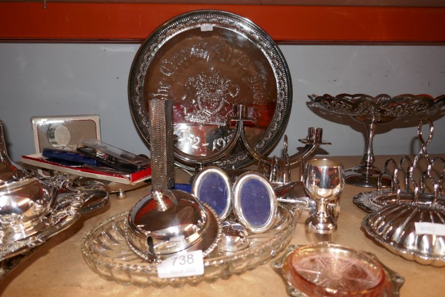 A large selection of silver plate including candlesticks, toast racks, etc - Image 4 of 5