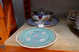 A selection of oriental china, some with character marks to the bottom
