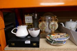 A selection of ceramics, metalware, etc including Poole, oriental china, Royal Albert, etc