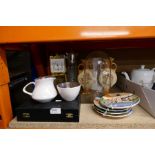 A selection of ceramics, metalware, etc including Poole, oriental china, Royal Albert, etc