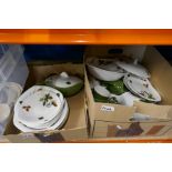 Seven boxes of china mostly comprising 'Midwinter', Babycham glasses, some Alfred Meakin, etc