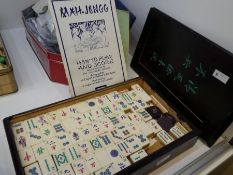 A vintage Mahjong set, in hardwood box (not checked)