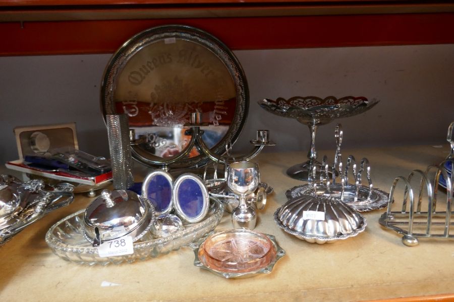 A large selection of silver plate including candlesticks, toast racks, etc - Image 3 of 5