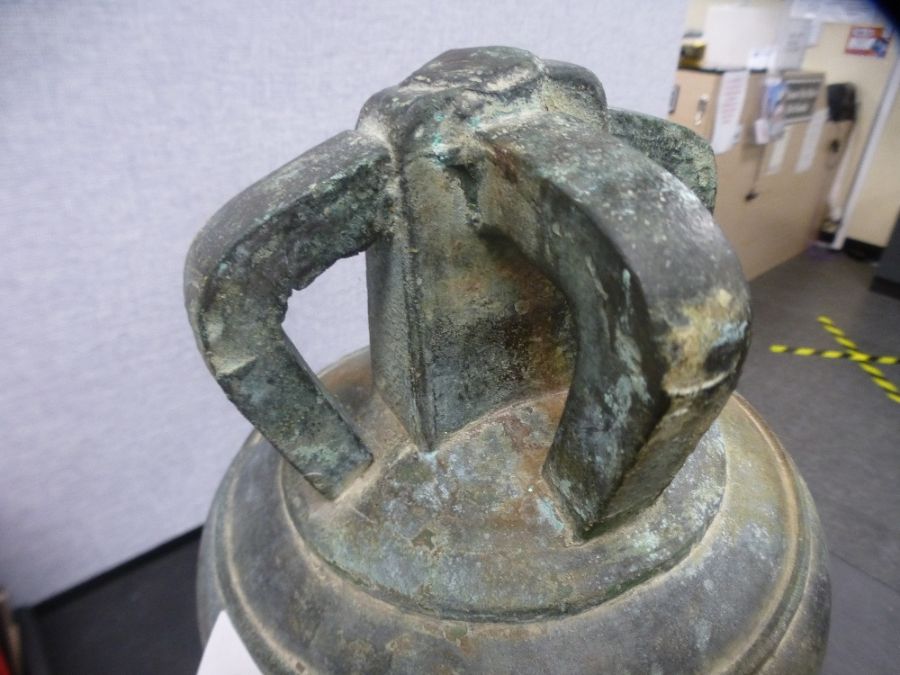 A late 19th century Crown top bronze bell, possibly by J. Warner, height 30cms - Image 6 of 16