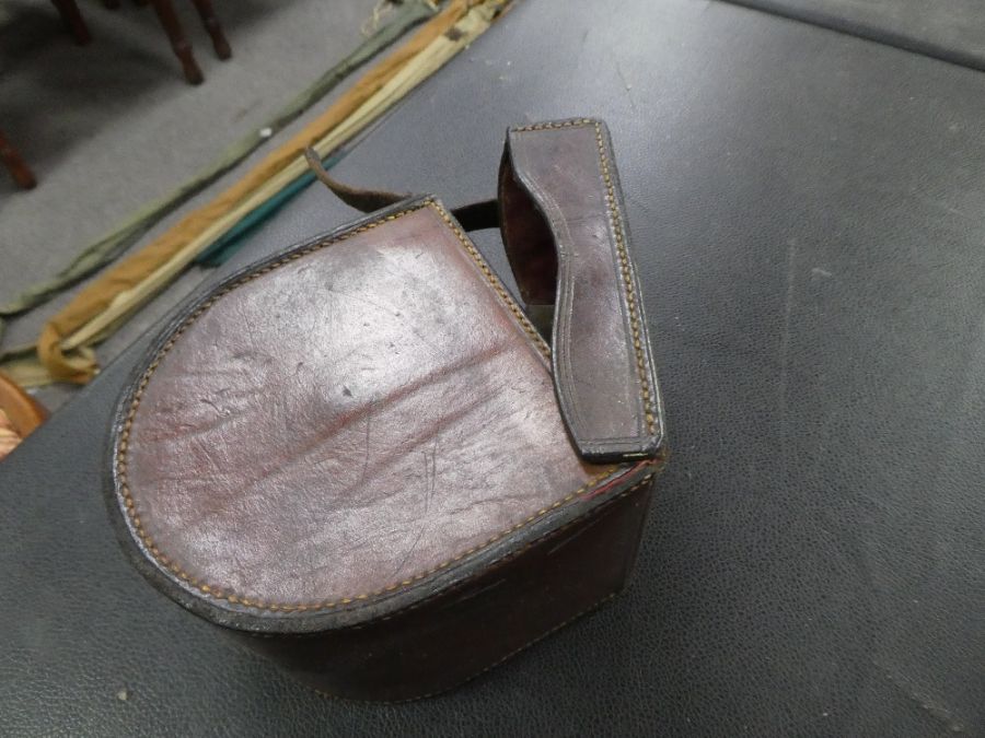 An old Hardy Brothers leather fishing reel case - Image 2 of 3