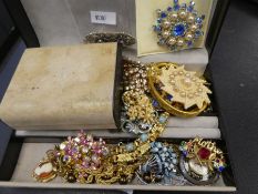 Collection of costume jewellery including rolled gold bangle, bracelet with 9ct gold clasp, silver b