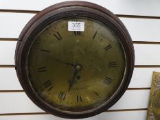 A late 18th century Fusee wall clock, having verge escapement, brass dial by James Leslie, London ,