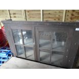 An old pine kitchen dresser having glazed top and a reproduction oak sideboard