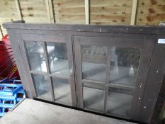 An old pine kitchen dresser having glazed top and a reproduction oak sideboard