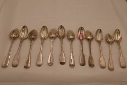 A set of six silver Georgian teaspoons, hallmarked London 1836 James Beebe, and another very similar