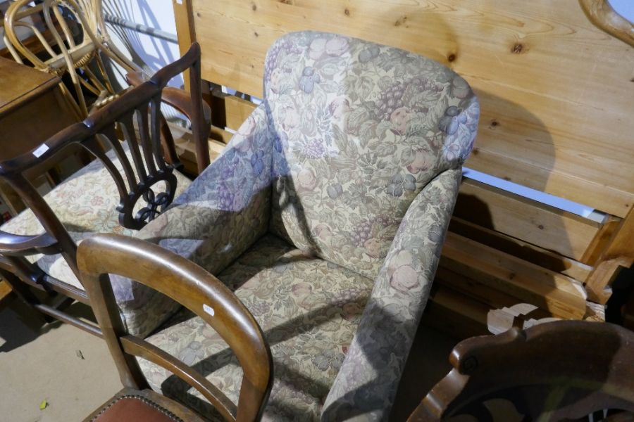 An old armchair on square tapered legs and a pair of mahogany side chairs - Image 2 of 3