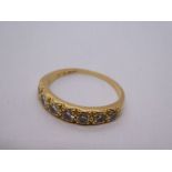 18ct yellow gold, half eternity ring, set with 7 brilliant cut diamonds, marked 750, size Q, 3.2g ap