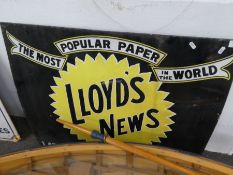 Vintage enamel Lloyds News sign 92 x 77cm