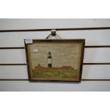 A framed and glazed 1939 watercolour, signed W. I. Lewis, '"Cape Pembroke Lighthouse"