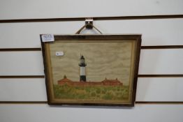 A framed and glazed 1939 watercolour, signed W. I. Lewis, '"Cape Pembroke Lighthouse"