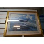 A selection of prints and paintings depicting aircraft, some pencil signed, one depicting Concorde