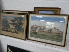 A quantity of 19th century French coloured prints of buildings and other pictures