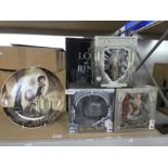 Three Lord of The Rings collectors DVD gift sets, poster collection and three Danbury Mint collector