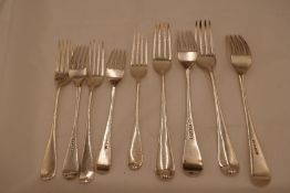 A quantity of silver Georgian forks with hallmarks to include London 1792 Richard Crossley, and Lond