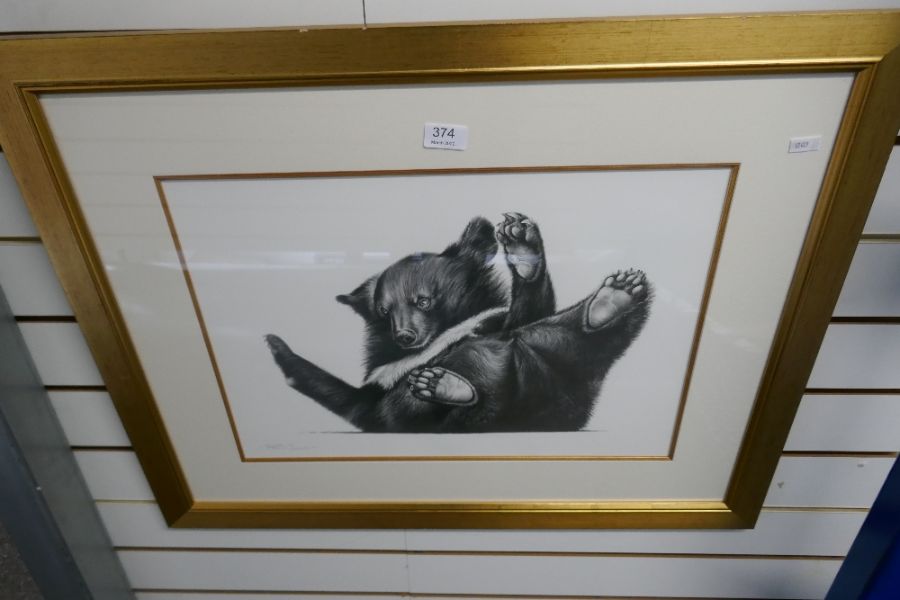 Richard Symonds, a pencil signed of young bear cub, 53 x 38cm
