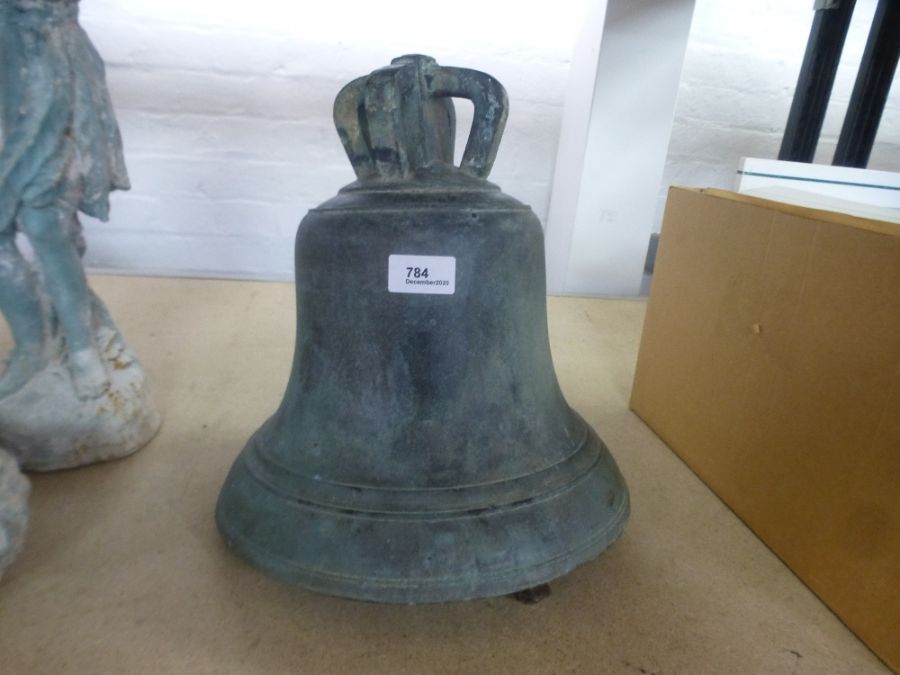 A late 19th century Crown top bronze bell, possibly by J. Warner, height 30cms - Image 9 of 16