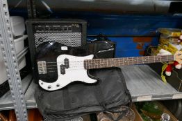 An electric guitar and amps