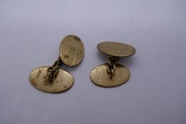 Pair of 9ct yellow gold cufflinks, marked 375, 5.7g approx. Gold content value estimate given at the