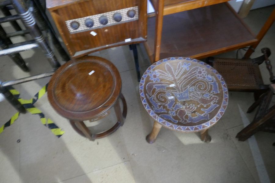 An octagonal carved carved table on folding table and one other - Image 7 of 7