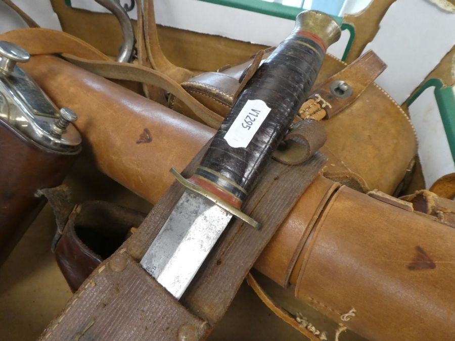 A WWI Officer's Orilux trench torch, a Taylor's Army dagger, an officers folding chair and sundry - Image 4 of 6