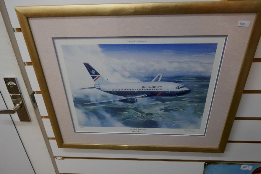 A selection of prints and paintings depicting aircraft, some pencil signed, one depicting Concorde - Image 4 of 4