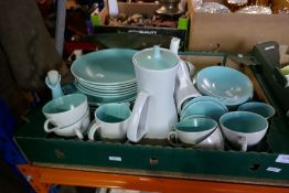 Two boxes of various Poole pottery tea and dinnerware