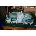 Two boxes of various Poole pottery tea and dinnerware