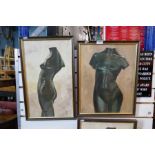 Three oil on board torso paintings sign TS '76