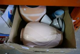 A box of ceramic, vases, etc