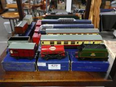 Tri-ang electric locomotive and quantity of Tri-ang and Hornby coaches and rolling stock