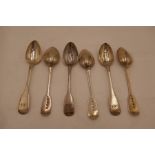 A set of six Georgian Irish silver teaspoons, Hallmarked Dublin 1827, James Brady. 3.5ozt approx