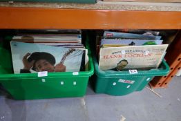 Two boxes of vinyl LPs including Bob Dylan, etc