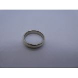 9ct white gold wedding band, size Q, 6.7g approx, marked 375. Gold content value estimate given at t