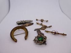 Collection of vintage brooches, silver and yellow metal examples